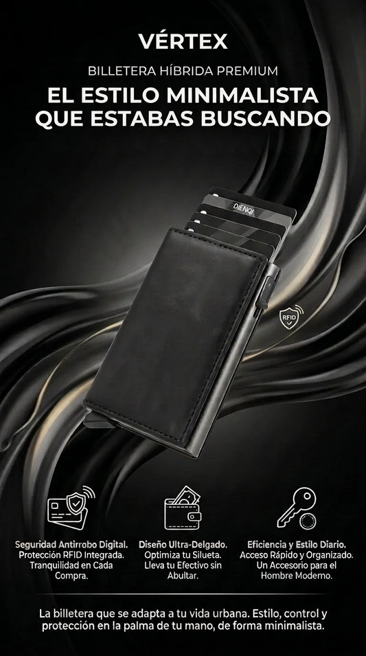 Vertex: Billetera premium Antirobo RFID