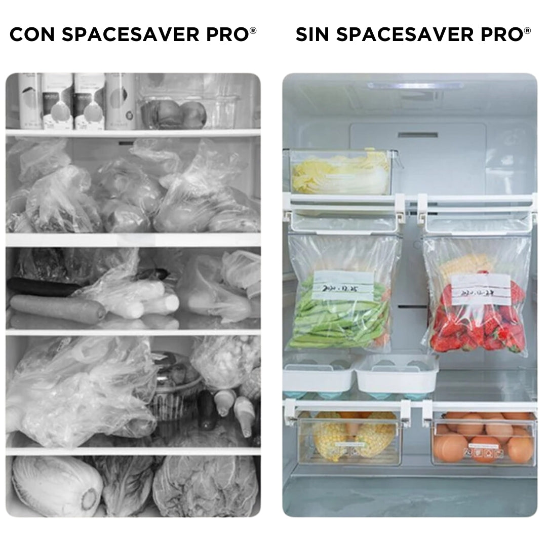 SPACESAVER PRO®: Organizador de Nevera con Bolsas Reutilizables